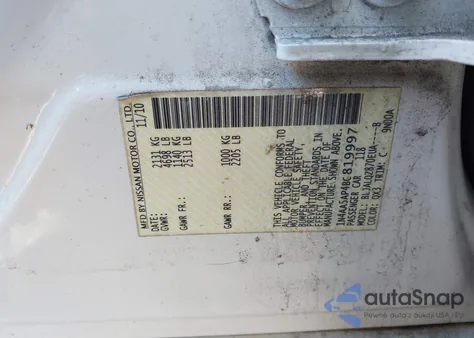 2011 Nissan Maxima 3.5 S z USA, uszkodzony, nr VIN 1N4AA5AP4BC819997